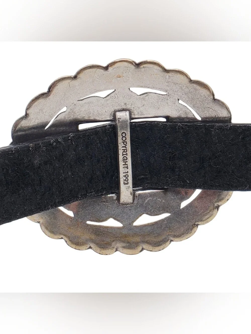 Vintage Brighton Sunflower Concho Western-Boho Leather Belt 1993 Large